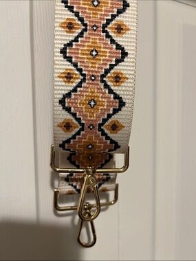 Geometric Strap in Cream, Black & Mustard with Gold Hardware